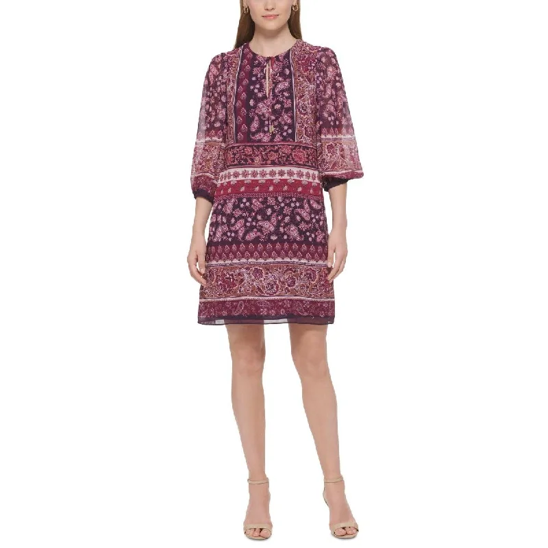 Neo-streetVince Camuto Womens Chiffon Tie Neck Shift Dress
