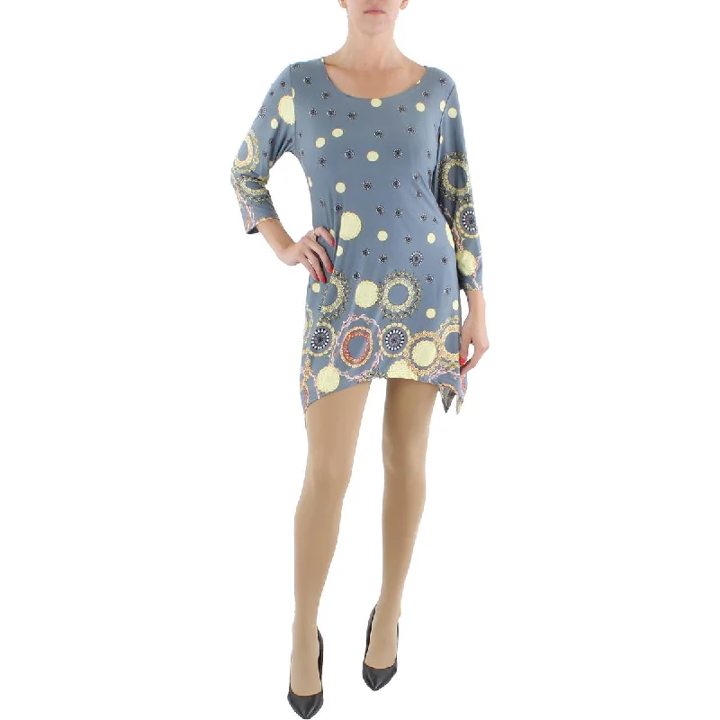 Pearl-embellishedWhite Mark Womens Printed Mini Shirtdress