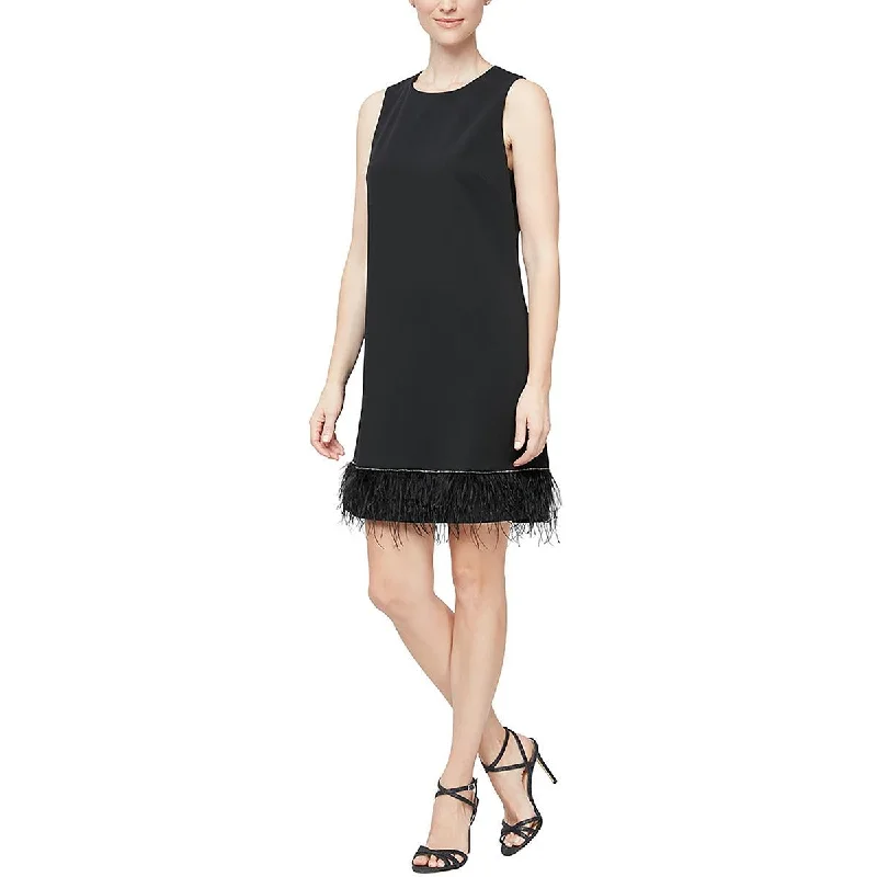 Distressed lookAlex & Eve Womens Embellished Feather Trim Shift Dress