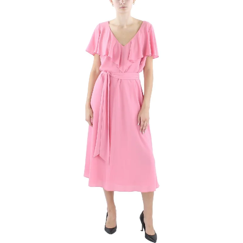 Rebel-glamLauren Ralph Lauren Womens Crepe Belted Shift Dress