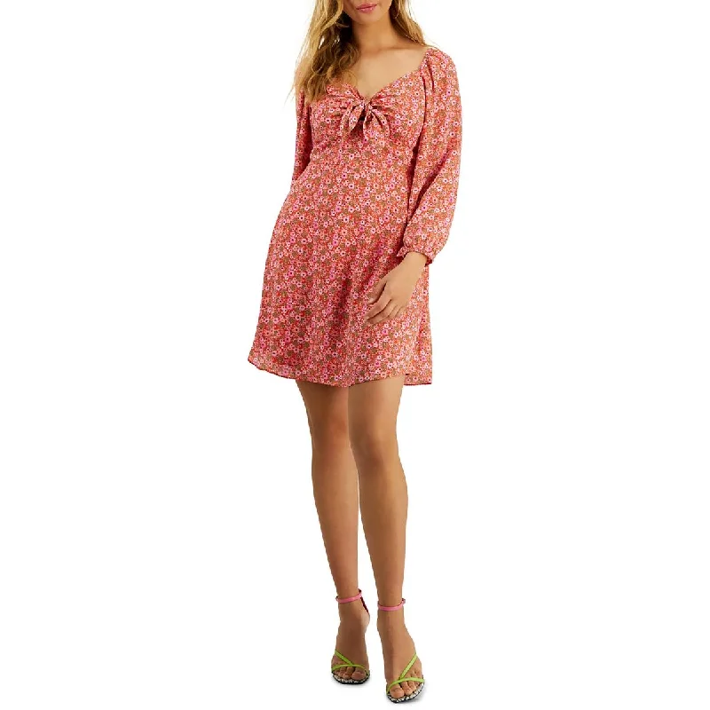 Figure-huggingBar III Womens Floral Print Short Shift Dress