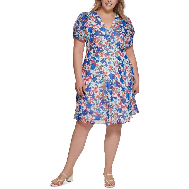 Boho eleganceCalvin Klein Womens Plus Sheer Mini Shift Dress