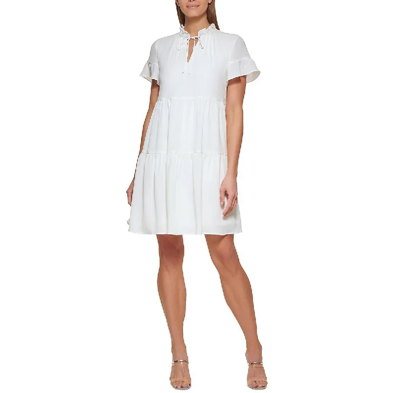 Satin-drapedDKNY Womens Crepe Short Shift Dress