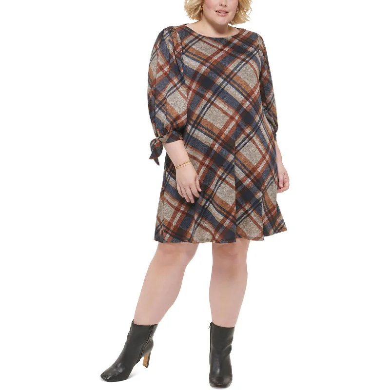 Clean-cutJessica Howard Womens Plus Knit Plaid Shift Dress
