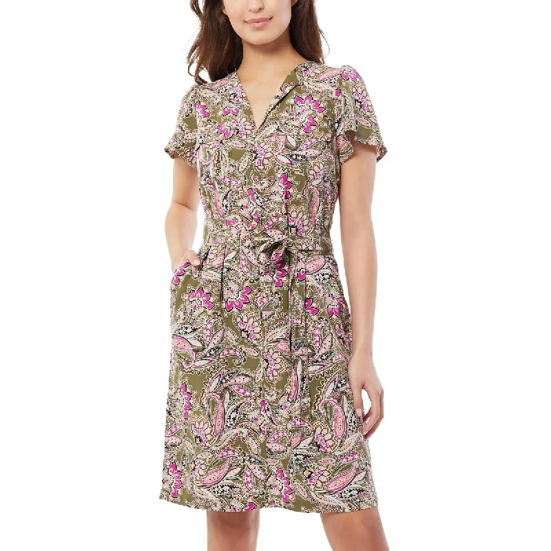 Cutout-detailedJones New York Womens Printed Short Shirtdress