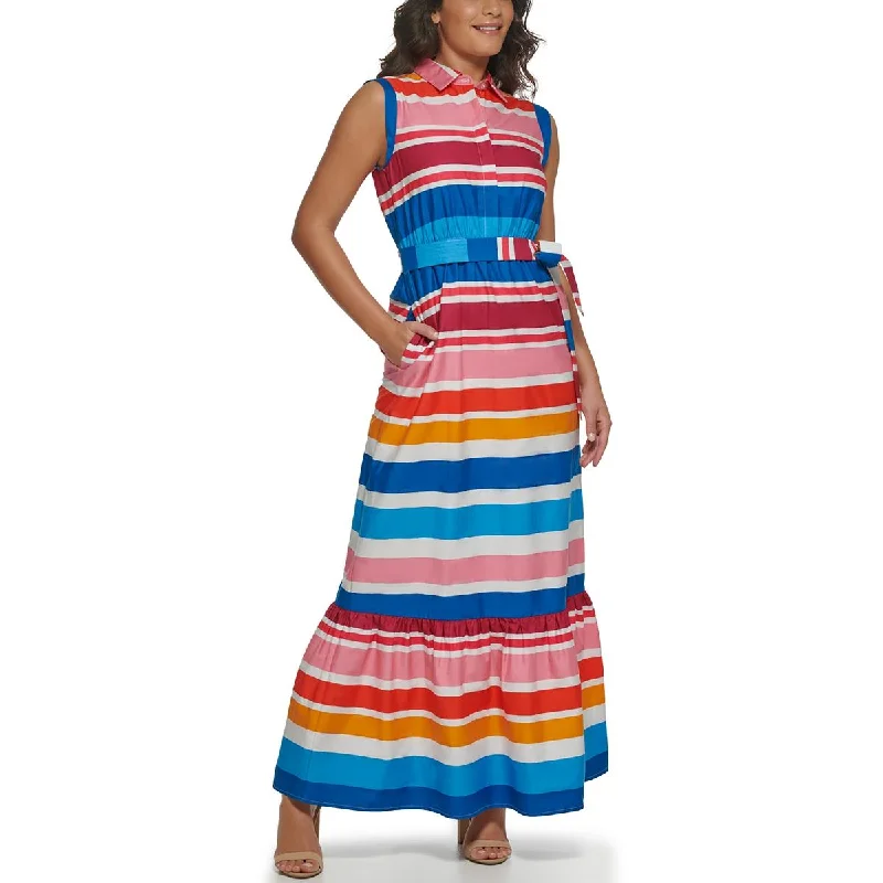 Essential dressingKensie Dresses Womens Point-Collar Maxi Shirtdress
