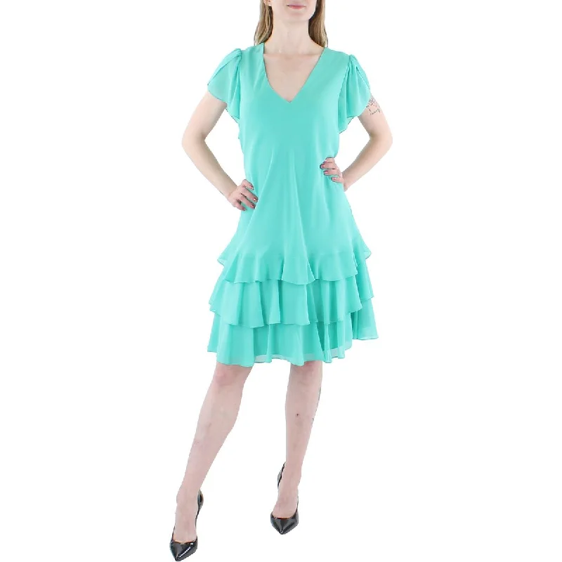 Deep-V allureLauren Ralph Lauren Womens Georgette Drop Waist Shift Dress