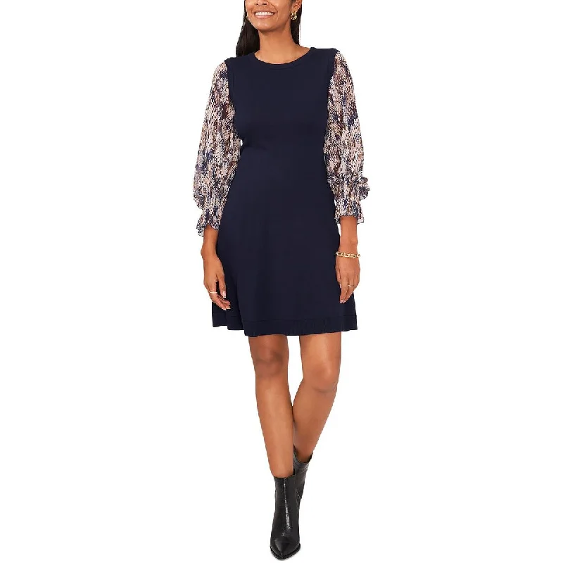 Minimal-chicMSK Womens Two-Tone Knee Shift Dress