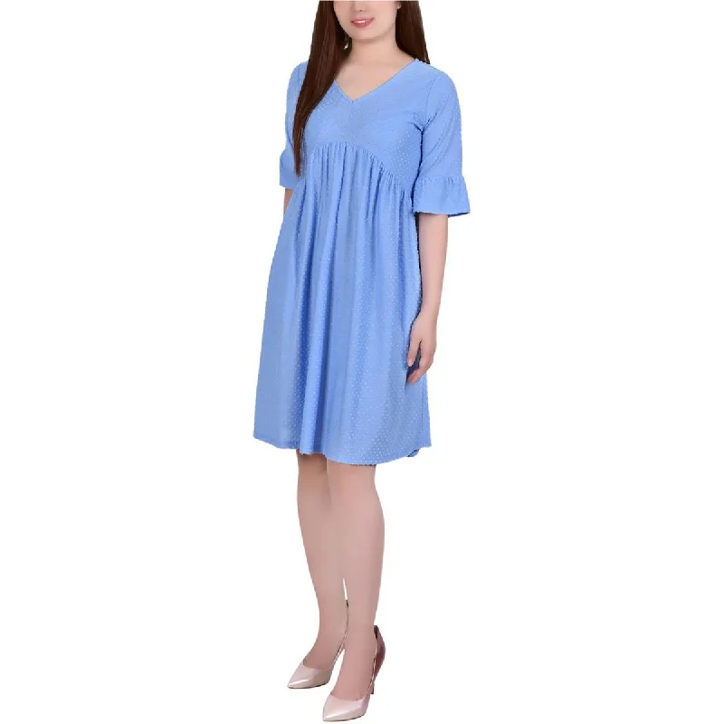 Pastel dreamNY Collection Womens Textured V-Neck Shift Dress