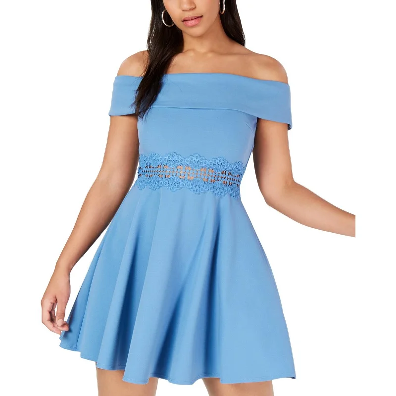 Pastel dreamB. Darlin Womens Juniors Off The Shoulder Fit & Flare Party Dress