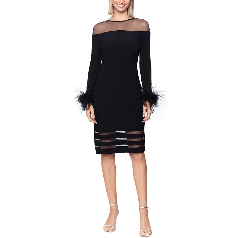 TrendyBetsy & Adam Womens Matte Jersey Feathers Sheath Dress