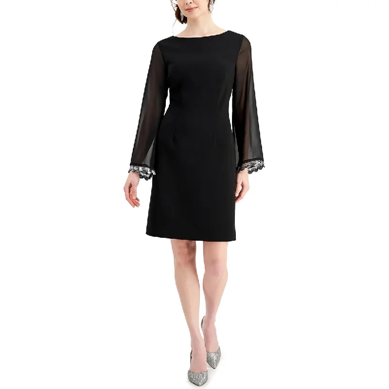 Sleek-modernConnected Apparel Womens Boatneck Sheer Sleeves Sheath Dress