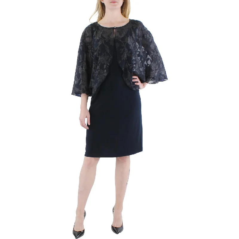 Island eleganceConnected Apparel Womens Petites Textured Mini Sheath Dress