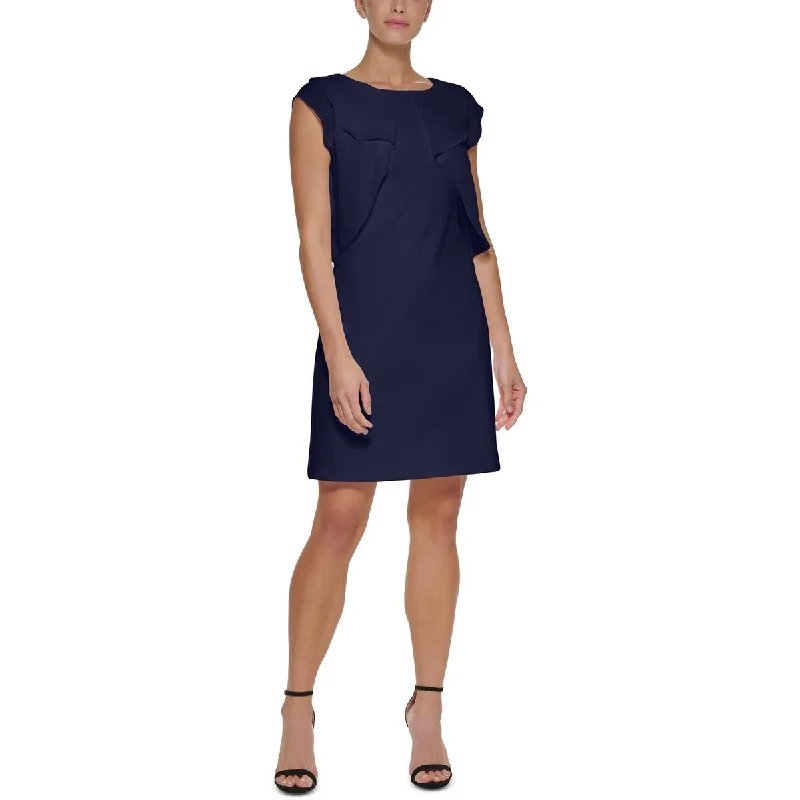 Sheer & mysteriousDKNY Womens Petites Split Overlay Work Bodycon Dress