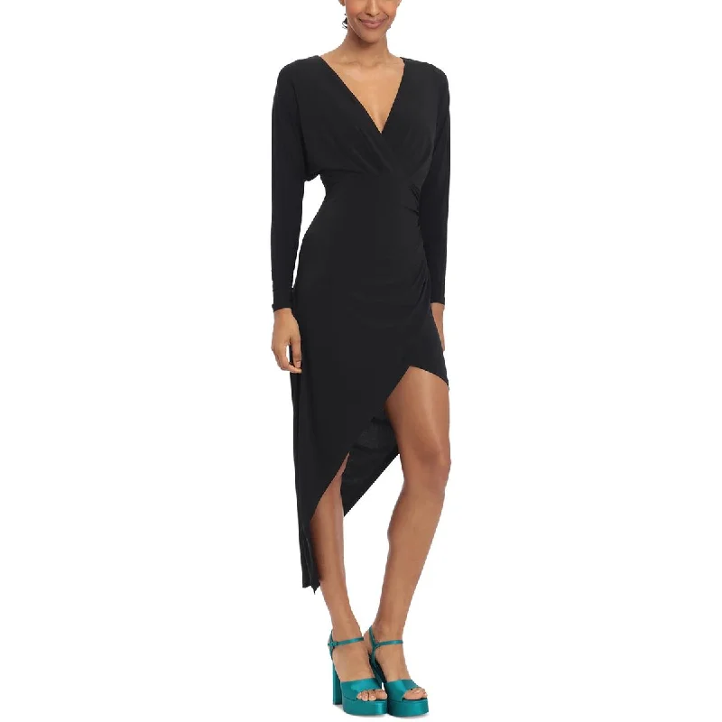Uncluttered eleganceDonna Morgan Womens Asymmetric Midi Sheath Dress