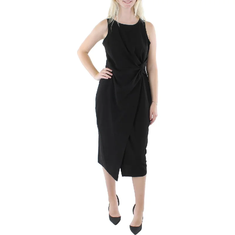 Monochrome perfectionGuess Womens Faux Wrap Mid Calf Sheath Dress