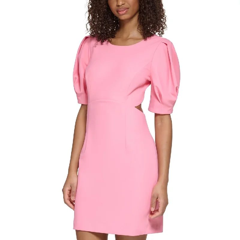ChicKarl Lagerfeld Paris Womens Puff Sleeves Mini Sheath Dress