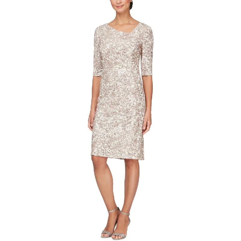 SophisticatedAlex Evenings Womens Sequined Sheath Dress
