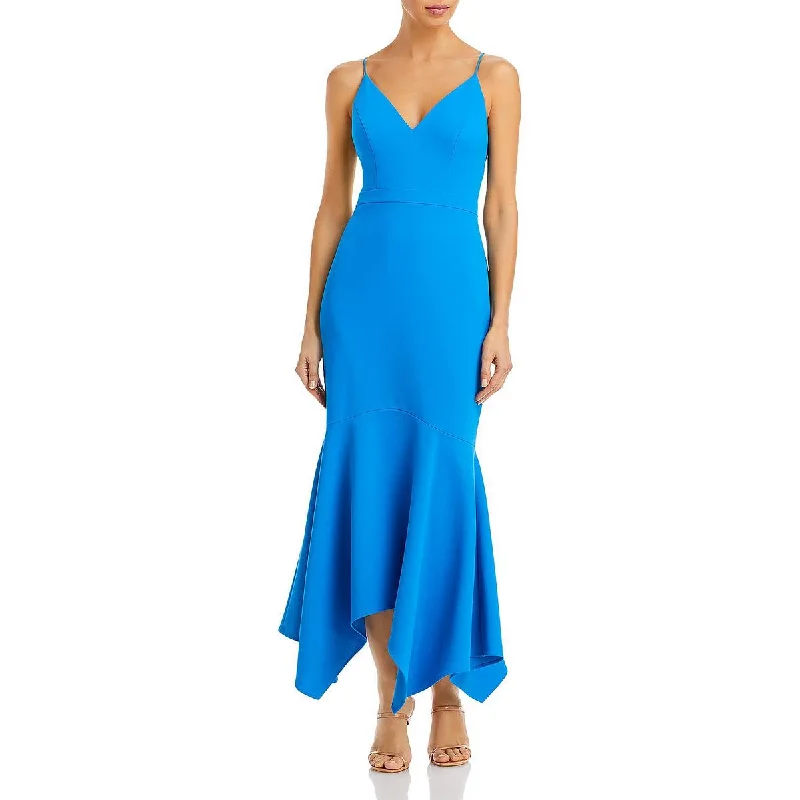 Effortlessly-coolAqua Womens Flounce Asymmetric Bodycon Dress