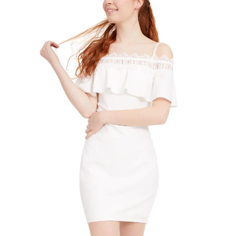 Street-techBCX Womens Juniors Crochet Off-The-Shoulder Bodycon Dress