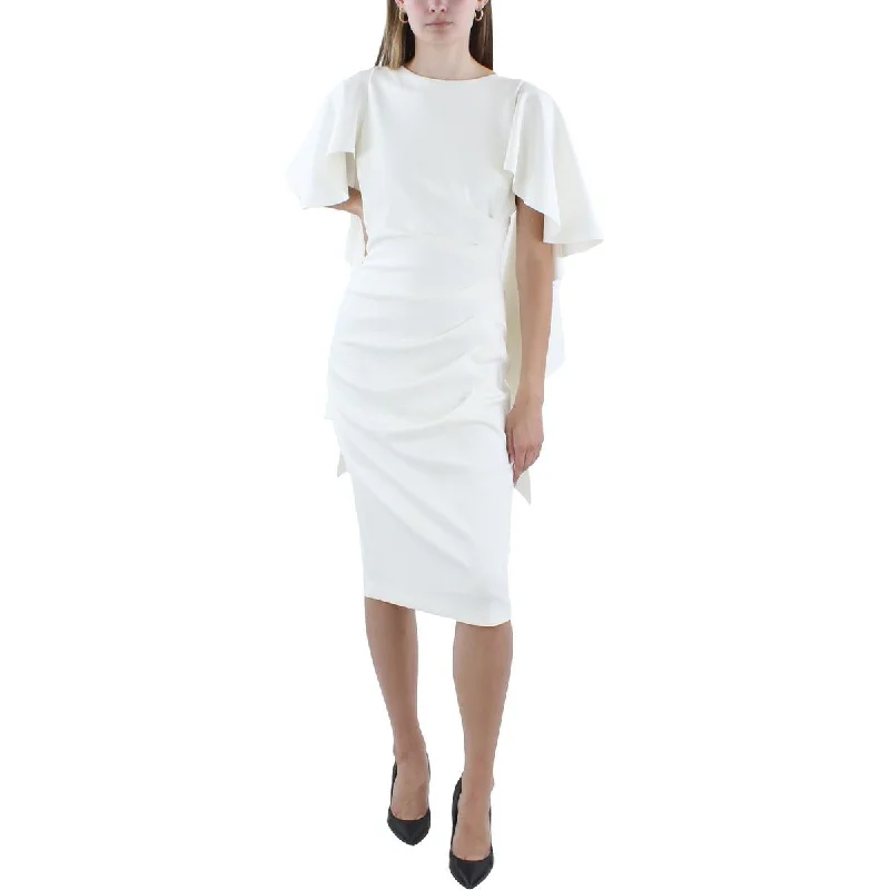 Hollywood-glamBlack Halo Womens Midi Gathered Sheath Dress