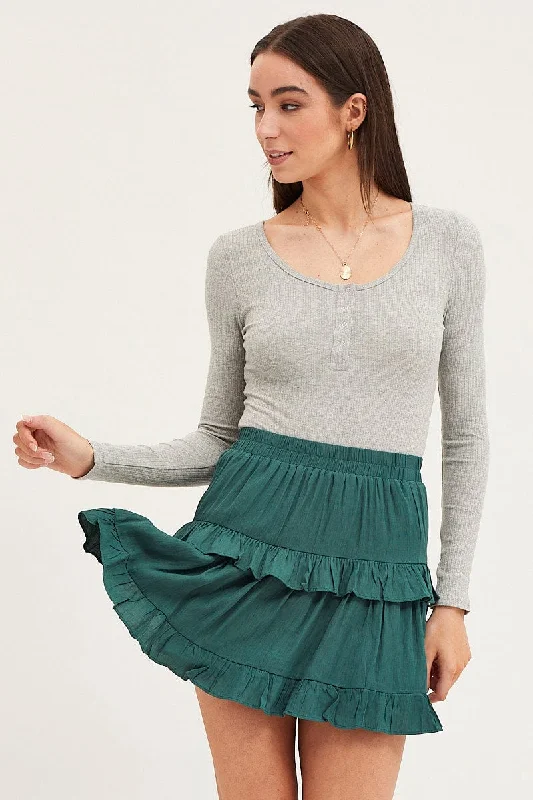 Easy-breezyBlue Flare Skirt Mini High Rise