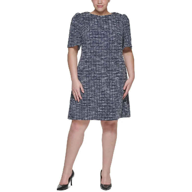 Performance-fashionCalvin Klein Womens Petites Plaid Tweed Sheath Dress