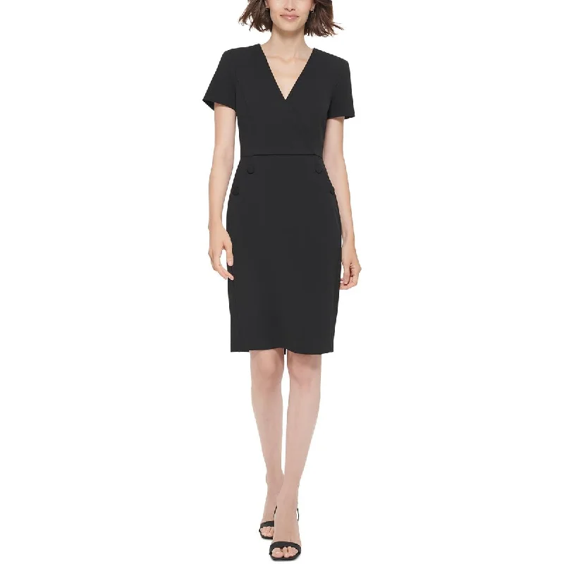 Futuristic-styleCalvin Klein Womens Surplice Knee-Length Sheath Dress