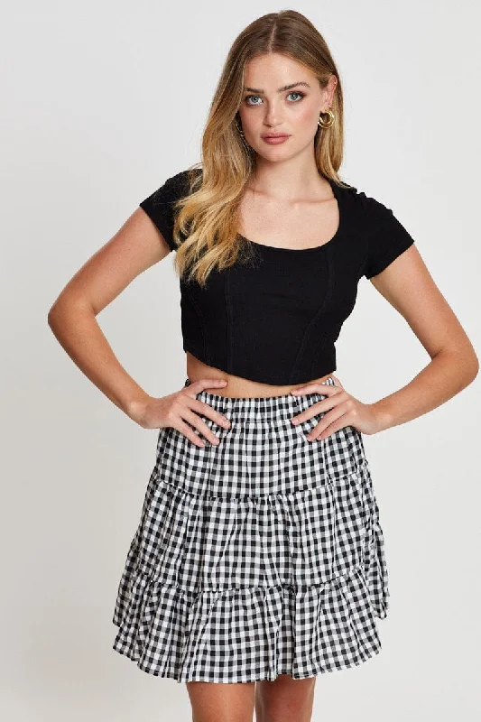SophisticatedCheck Flare Skirt Mini High Rise