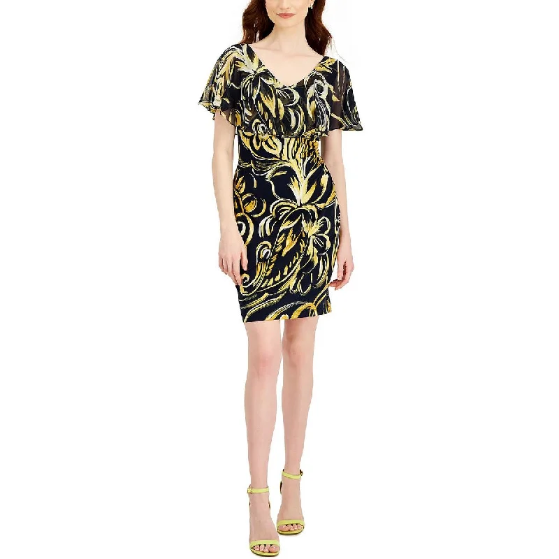 Underground-chicConnected Apparel Womens Petites Printed Mini Sheath Dress