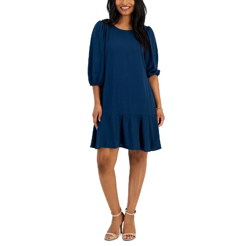 Futuristic-silhouettesConnected Apparel Womens Petites Ruffled Polyester Sheath Dress