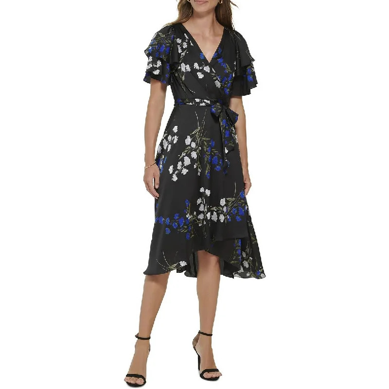 Goddess-likeDKNY Womens Petites Floral Surplice Sheath Dress