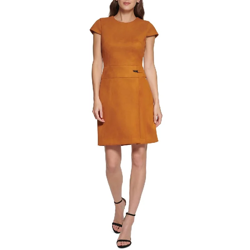 Daring yet classyDKNY Womens Plus Faux Suede Mini Sheath Dress