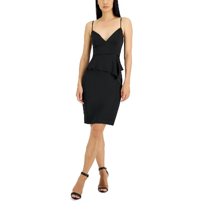 Sophisticated-cleanDonna Karan Womens Asymmetrical Ruffled Sheath Dress
