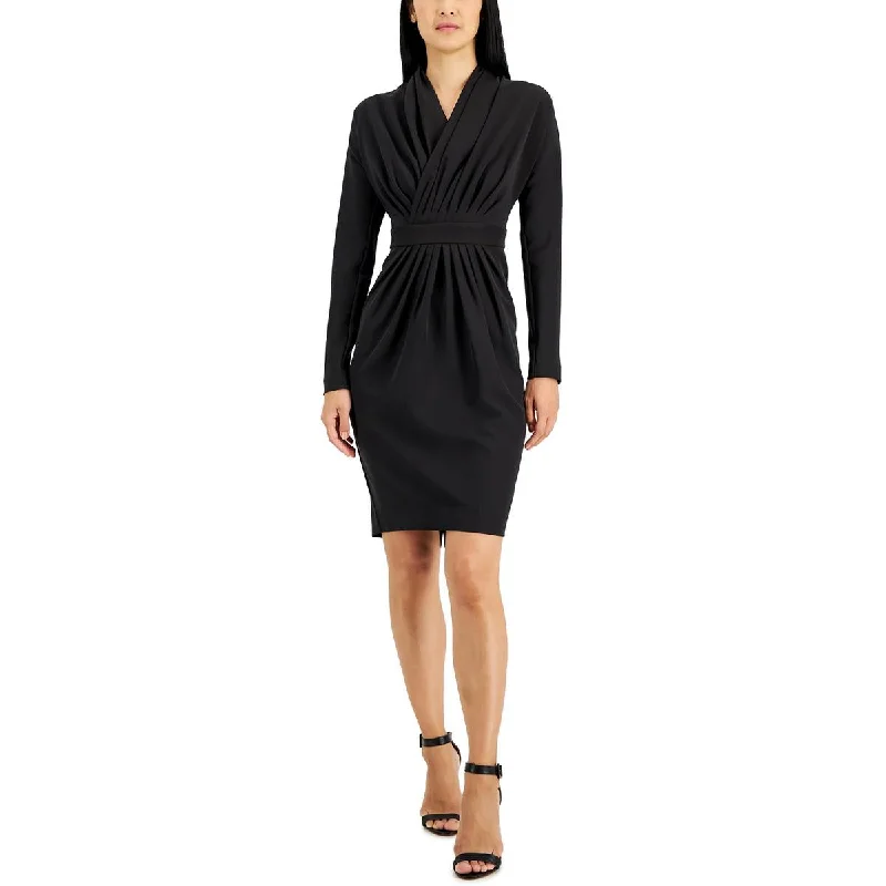SleekDonna Karan Womens Surplice Knee-Length Sheath Dress