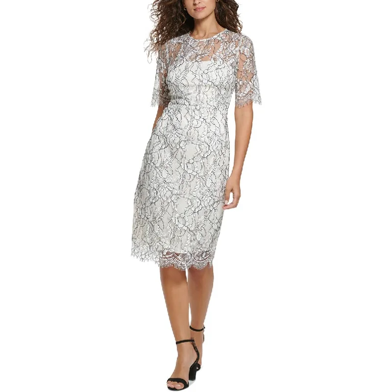 Military-inspiredEliza J Womens Lace Lined Sheath Dress