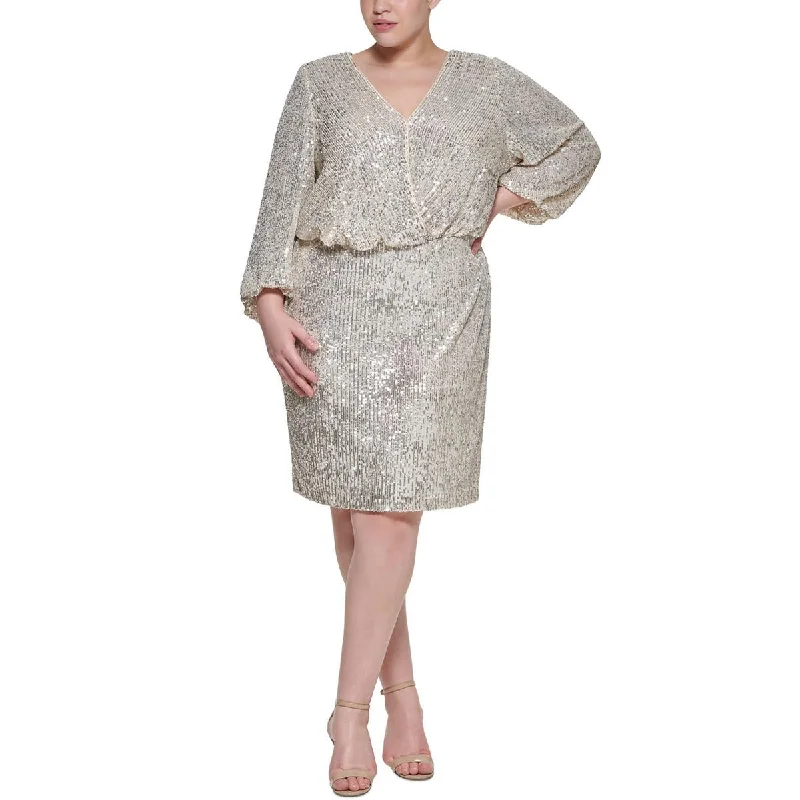 Vintage-chicEliza J Womens Sequined Blouson Sheath Dress