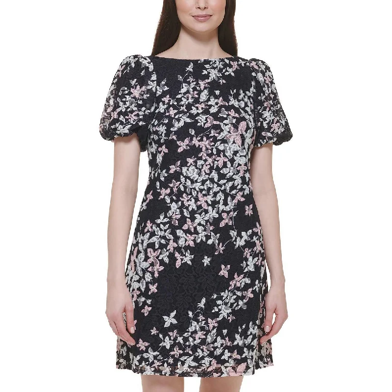 Elegant-neutralJessica Howard Womens Floral Puff Sleeve Sheath Dress