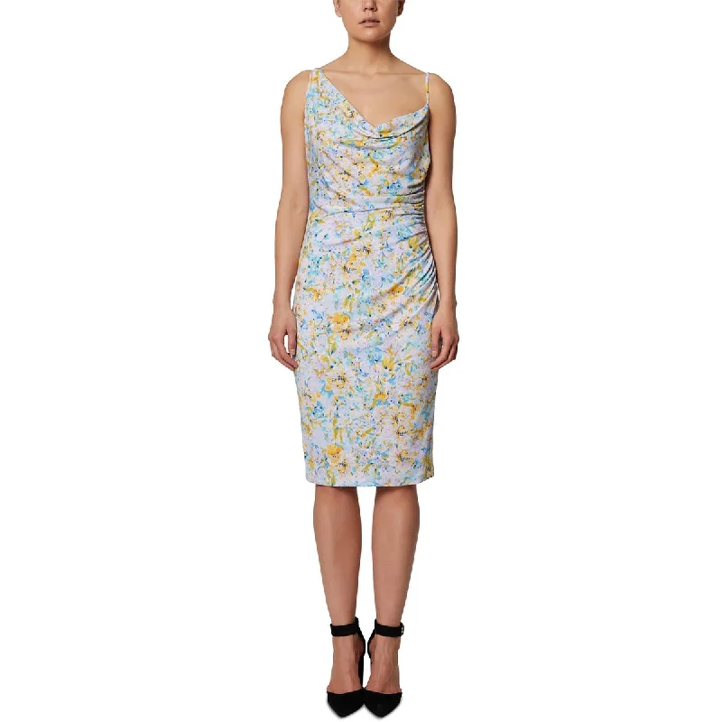 Luxe seductionLaundry by Shelli Segal Womens Wedding Guest Asymmetric Cowl Neck Bodycon Dress