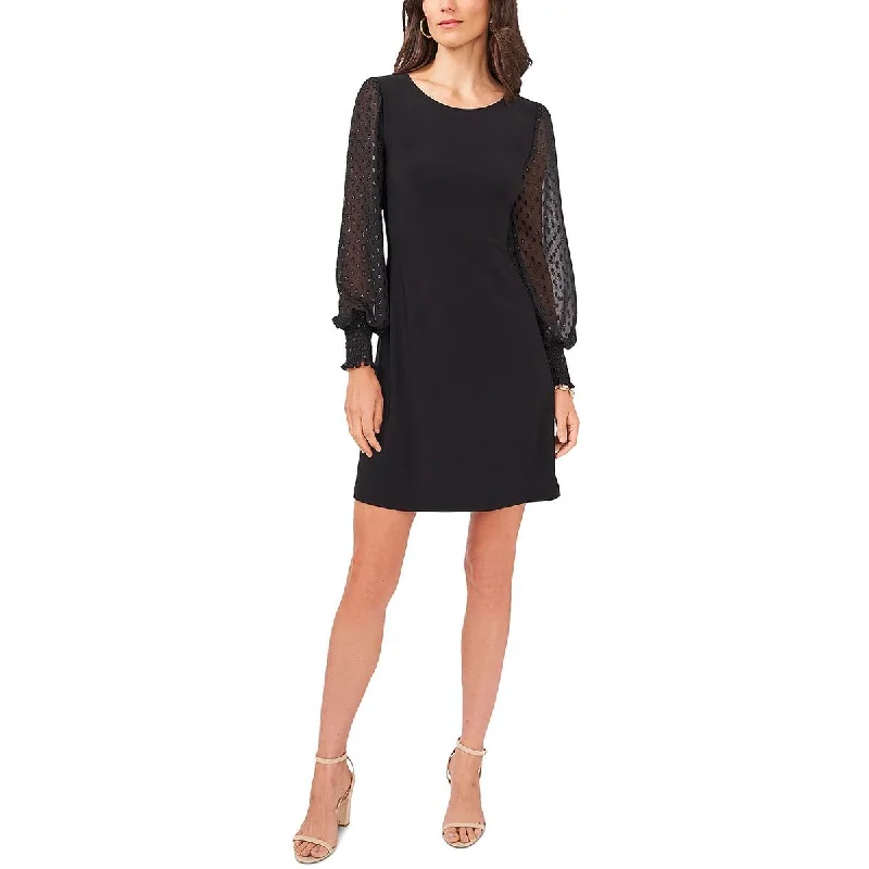 Statement-makingMSK Womens Petites Clip Dot Smocked Sheath Dress