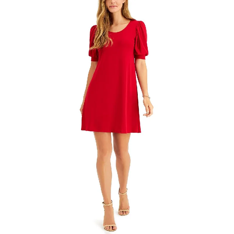 Soft & flowyMSK Womens Petites Knit Puff Sleeves Sheath Dress