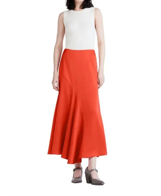 Soft rufflesPaulette Flared Midi Skirt In Sunset