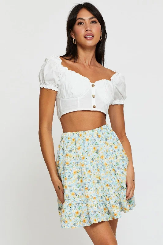 DramaticPrint Flare Skirt Mini High Rise