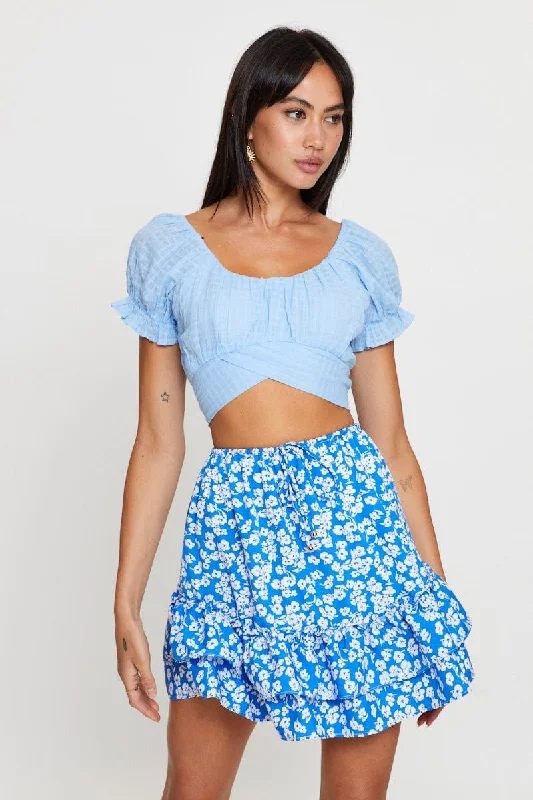 EdgyPrint Flare Skirt Mini High Rise