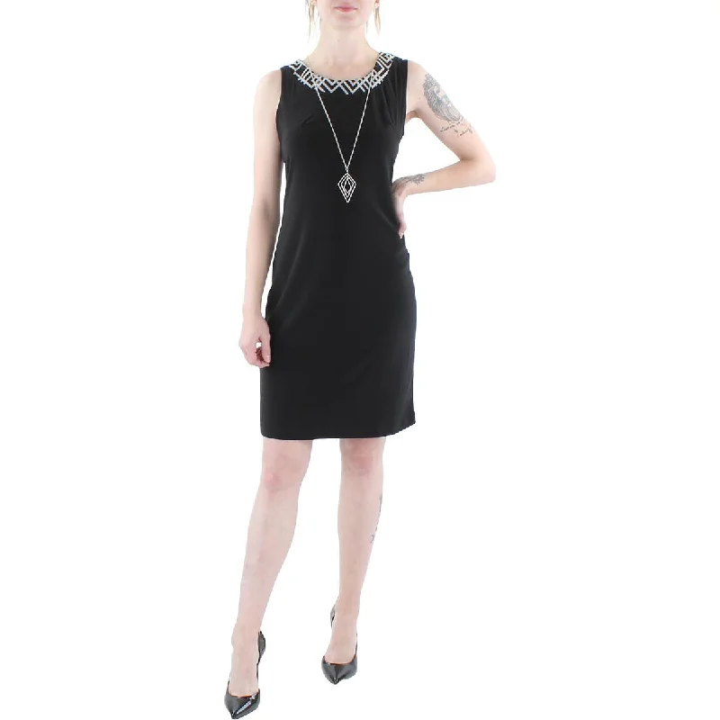 Workwear-inspiredR&M Richards Womens Petites Knit Sleeveless Sheath Dress