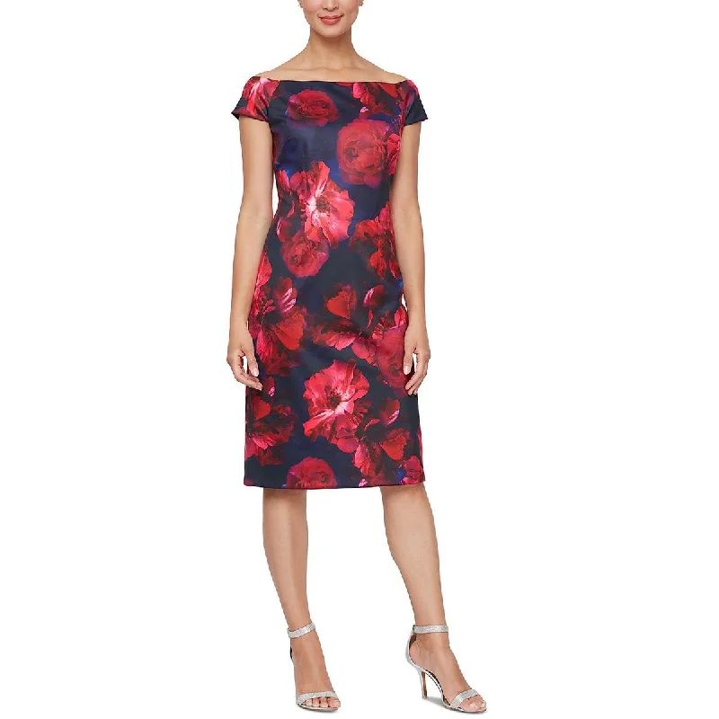 Retro-chicSLNY Womens Floral Knee-Length Sheath Dress