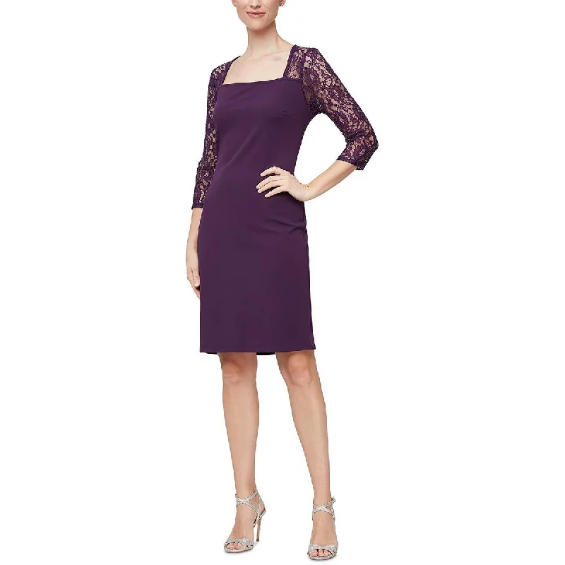 80s-inspiredSLNY Womens Lace Mini Sheath Dress