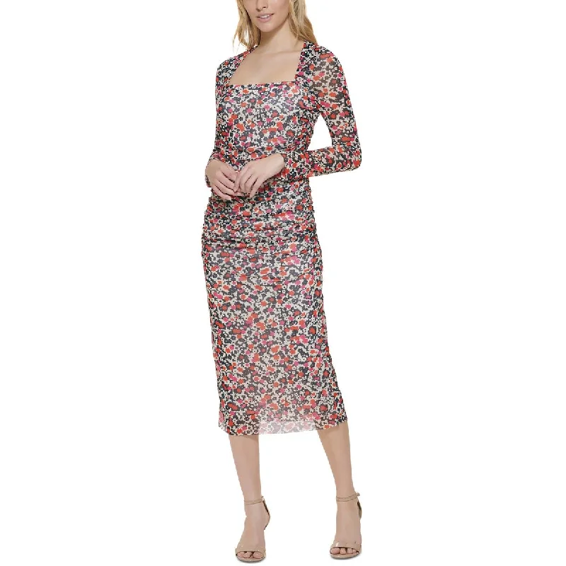 Dark-feminineTommy Hilfiger Womens Square Neck Midi Sheath Dress