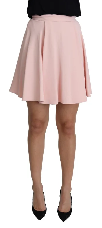 Relaxed-silhouetteElegant Pink Flare A-line Mini Skirt