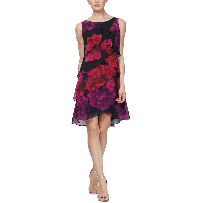 Vacation-readySLNY Womens Floral Flutter Sheath Dress